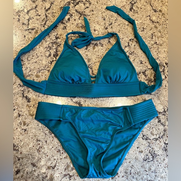 Kona Sol two piece blue/green bikini swimsuit size small - Picture 1 of 8